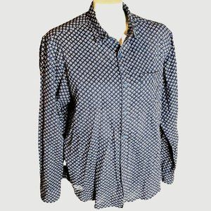 Ed Hardy Men's White Long Sleeve Button Up Shirt Size Large Logo No Tuck